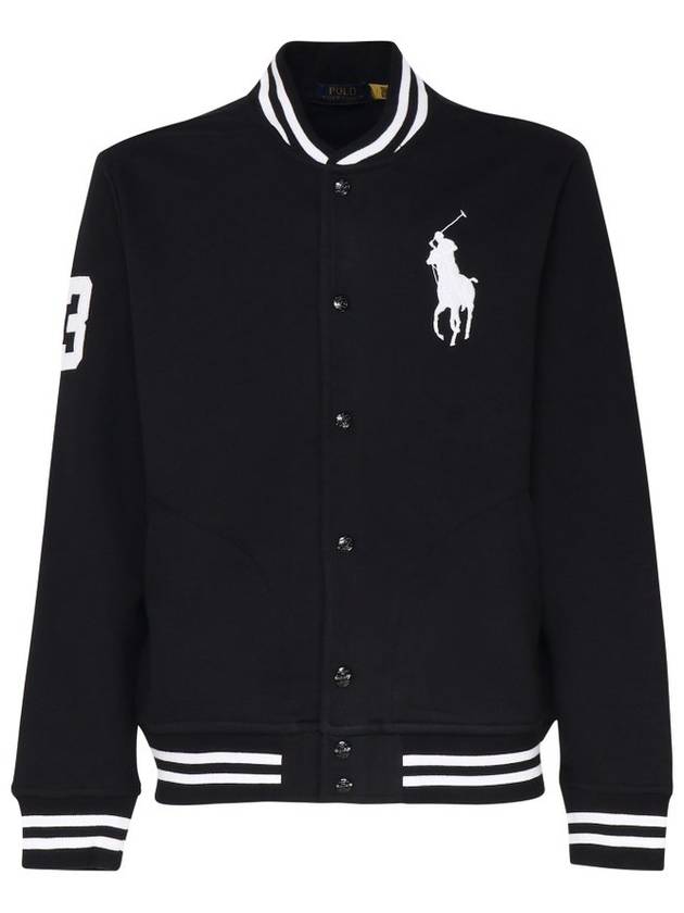 Embroidery Pony Logo Varsity Bomber Jacket Black - POLO RALPH LAUREN - BALAAN 1