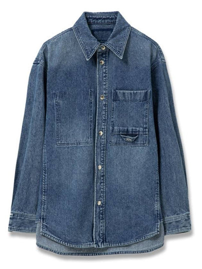 Back Logo Corduroy Denim Long Sleeve Shirt Blue - WOOYOUNGMI - BALAAN 2