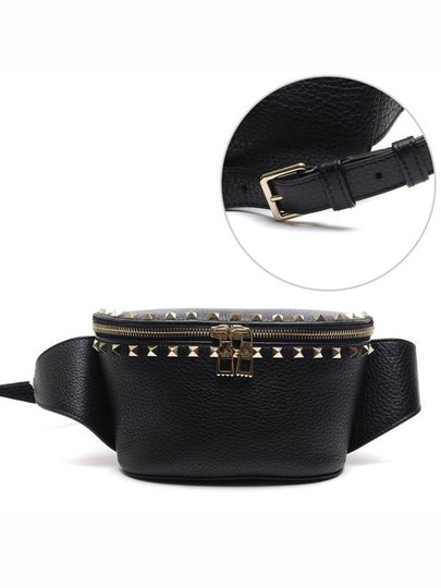 Women's Rockstud Leather Belt Bag Black - VALENTINO - BALAAN 2