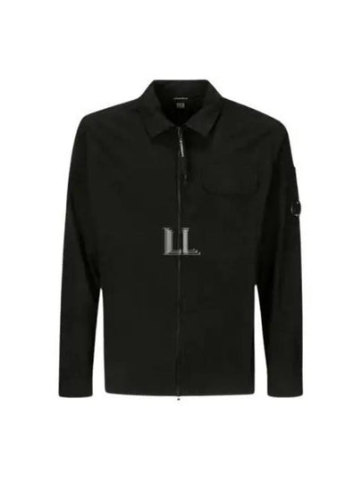 Oversized Organic Gabardine Long Sleeve Shirt Black - CP COMPANY - BALAAN 2