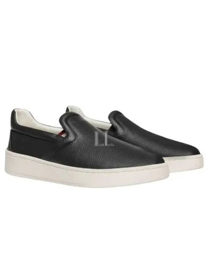 Raise Grained Leather Slip-Ons Black - BALLY - BALAAN 2