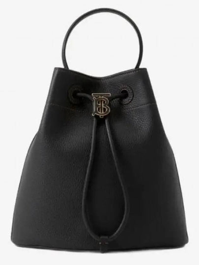 Small Grainy Leather TB Bucket Bag Black - BURBERRY - BALAAN 2