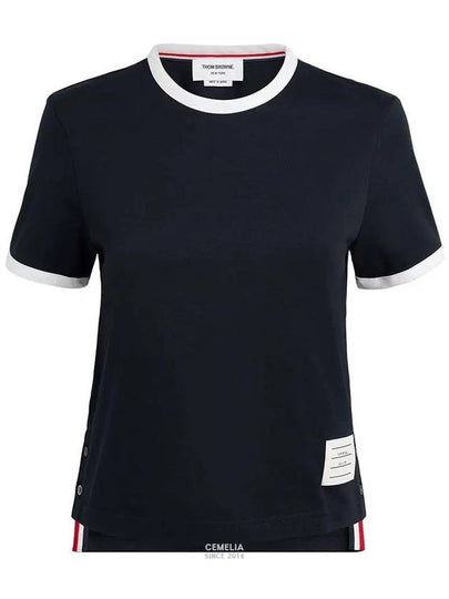 Asymmetric Hem Short Sleeve T-Shirt Navy - THOM BROWNE - BALAAN 2