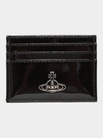 Logo Plaque Leather Card Wallet Black - VIVIENNE WESTWOOD - BALAAN 1