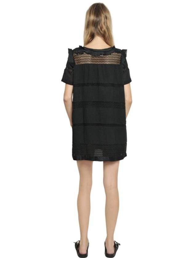 Isabel Marant Etoile RUFFLED COTTON VISCOSE VOILE DRESS BLACK - ISABEL MARANT - BALAAN 4