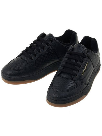 SL 61 Logo Signature Leather Low Top Sneakers Black - SAINT LAURENT - BALAAN 2