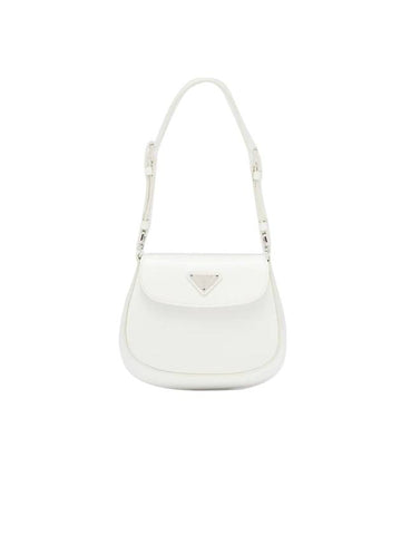 Cleo Brushed Leather Mini Shoulder Bag White - PRADA - BALAAN 1