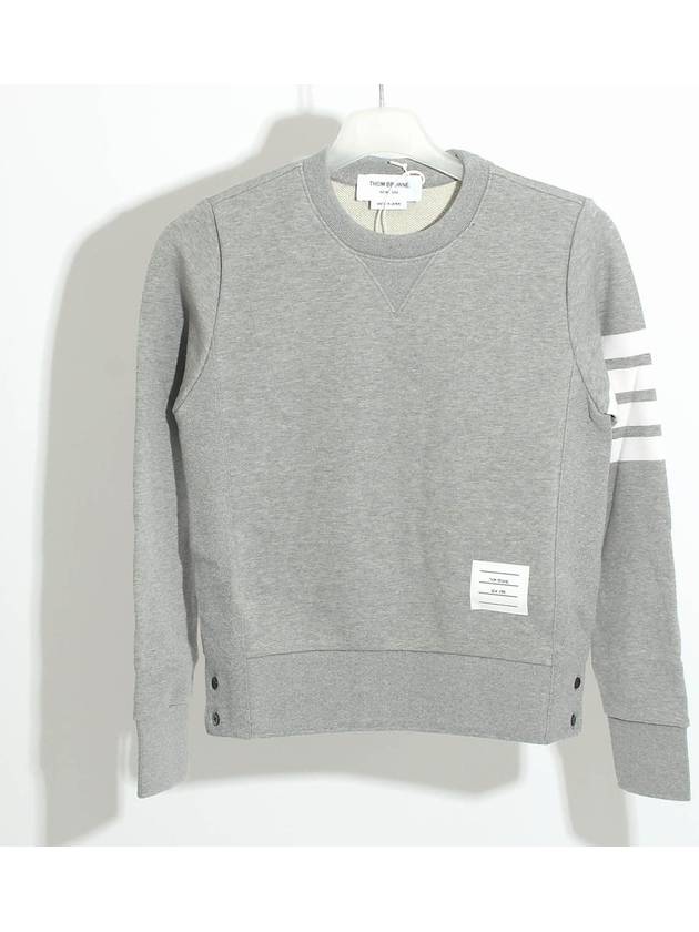 Engineered 4 Bar Stripe Loopback Jersey Knit Crewneck Sweatshirt Light Grey - THOM BROWNE - BALAAN 2