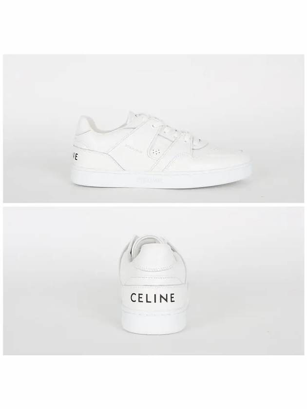 Men's Lace Up Calfskin Low-Top Sneakers Optic White - CELINE - BALAAN 4