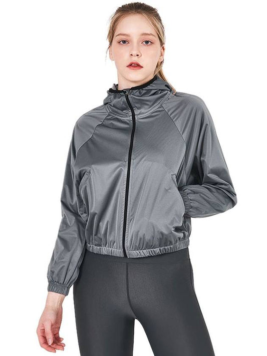 Point Fix Women's Diet Training Sweat Warmer Raglan Crop Jacket Gray - HOTSUIT - BALAAN 1