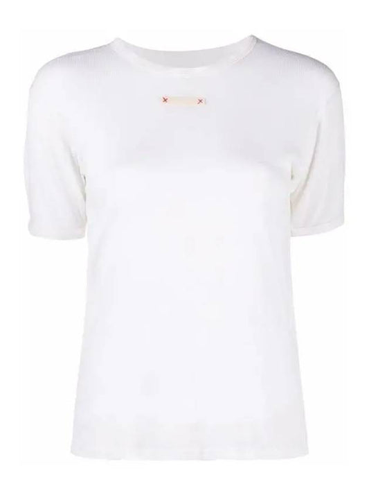 Women's Stitch Lightweight Round Neck Silk Knit Top White - MAISON MARGIELA - BALAAN 2