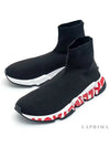 Men's Speedrunner Red Logo High Top Sneakers Black - BALENCIAGA - BALAAN 5