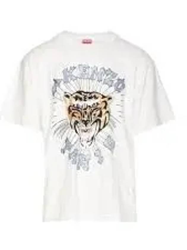 Tiger Logo Printed Cotton Short Sleeve T-Shirt White - KENZO - BALAAN 2