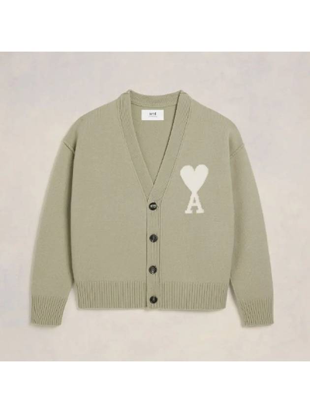 De Coeur Logo Wool Cardigan Green - AMI - BALAAN 2