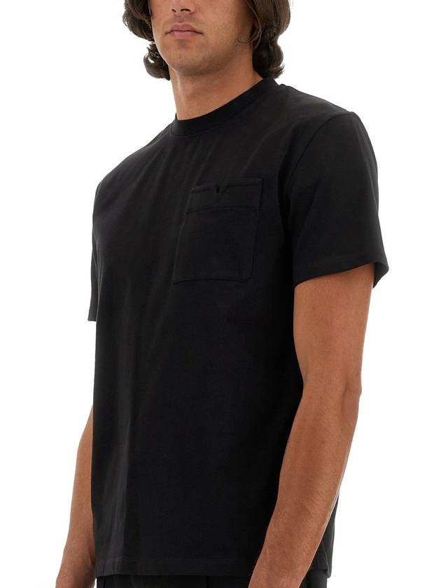 V detail cotton short sleeve t-shirt black - VALENTINO - BALAAN 5