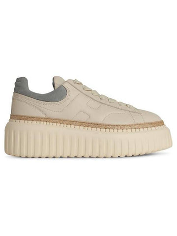 Hogan Cream Leather H Stripes H6' Sneakers - HOGAN - BALAAN 1