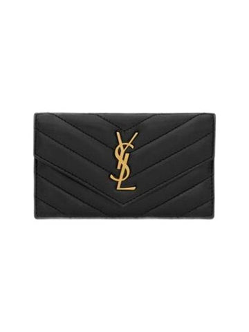 Cassandre Matelasse Fragment Lambskin Flap Card Wallet Black - SAINT LAURENT - BALAAN 1