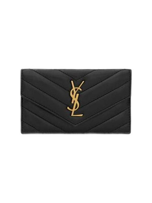 Cassandre Matelasse Fragment Lambskin Flap Card Wallet Black - SAINT LAURENT - BALAAN 1