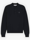 Fox Motif Knitted Polo Shirt Ink Black - MAISON KITSUNE - BALAAN 3