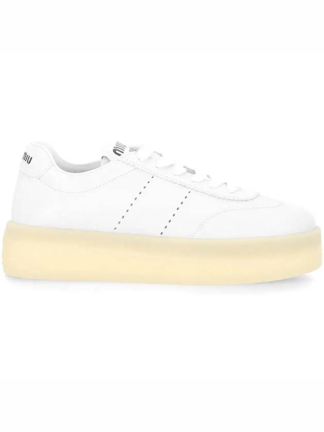 Logo Patch Lace-Up Low Top Sneakers White - MIU MIU - BALAAN 3