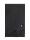 Small Heart Logo Classic Wool Scarf Black - AMI - BALAAN 2