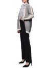 Women's Donegal Contrast Framing 4 Bar Oversized V-neck Cardigan Tonal Gray - THOM BROWNE - BALAAN.