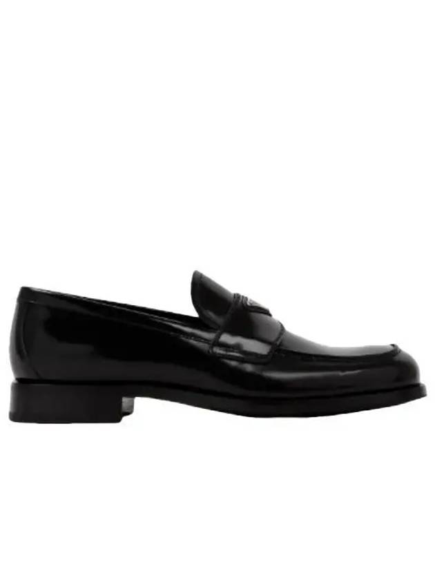 Men's Triangle Logo Leather Loafers Black - PRADA - BALAAN 2