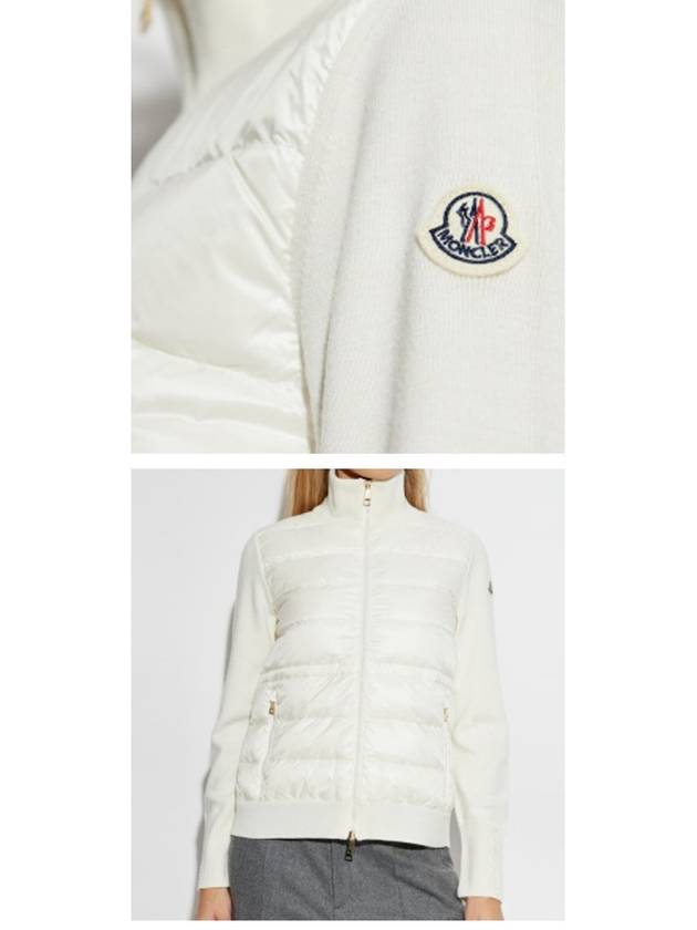 Logo Patch Knit Mix Zip up Jacket Ivory Women s 9B00046 M1131 030 TFS - MONCLER - BALAAN 5