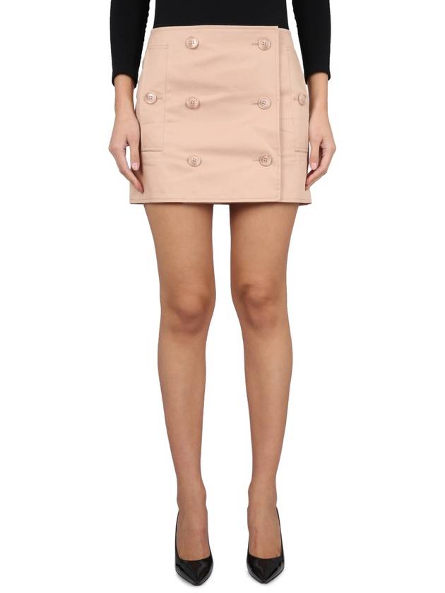 Women's Trench Mini Cotton Gabardine A-Line Skirt Pale Nude - BURBERRY - BALAAN 2