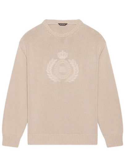 BB Logo Embroidered Knit Top Beige - BALENCIAGA - BALAAN 2