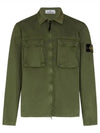 Front Pocket Wappen Patch Overshirt Zip-Up Jacket Khaki - STONE ISLAND - BALAAN 2