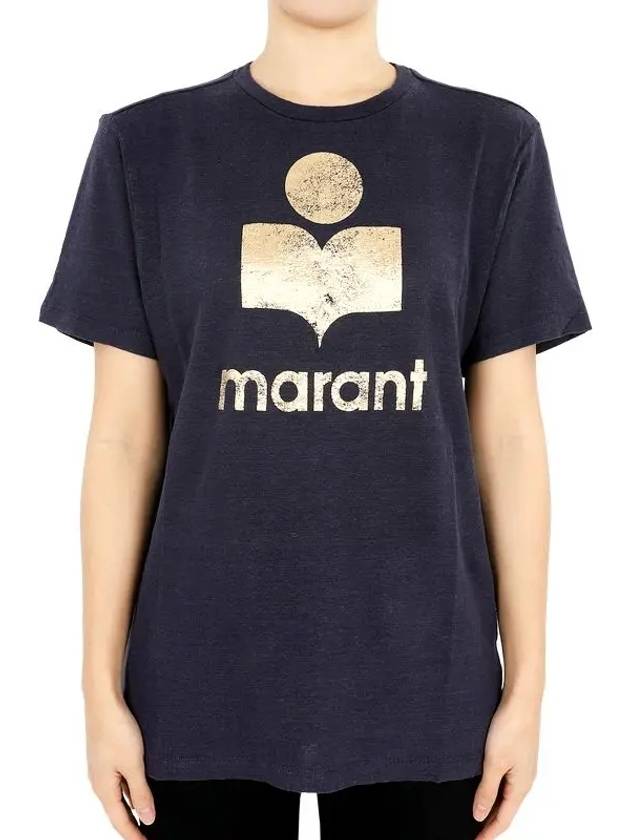 Zwell Logo Print Short Sleeve T-Shirt Navy - ISABEL MARANT - BALAAN 3