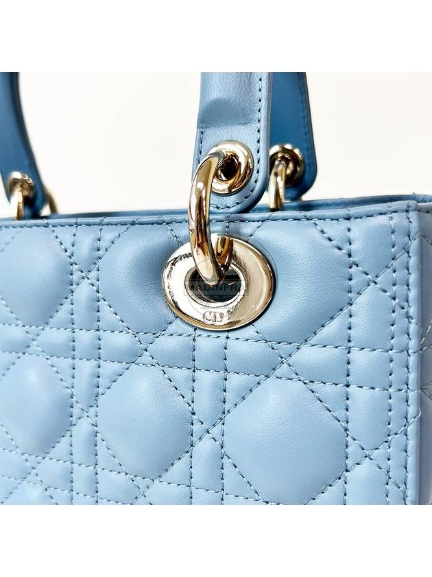 Lady Cannage Lambskin Medium Tote Bag Horizon Blue - DIOR - BALAAN 8