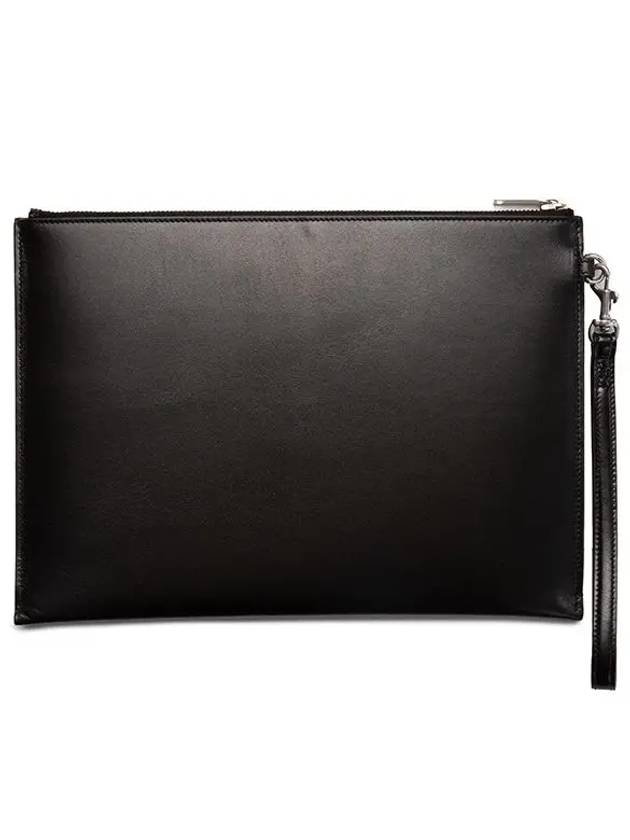 Monogram Silver Logo Clutch Bag Black - SAINT LAURENT - BALAAN 3