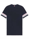 Textured Cotton Stripe Short Sleeve T-Shirt Navy - THOM BROWNE - BALAAN 6