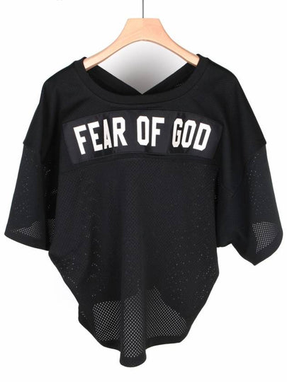 V Neck Mesh Short Sleeve T-Shirt Black - FEAR OF GOD - BALAAN 2