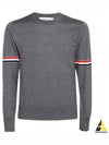 Merino Striped Crew Neck Knit Top Grey - THOM BROWNE - BALAAN 2