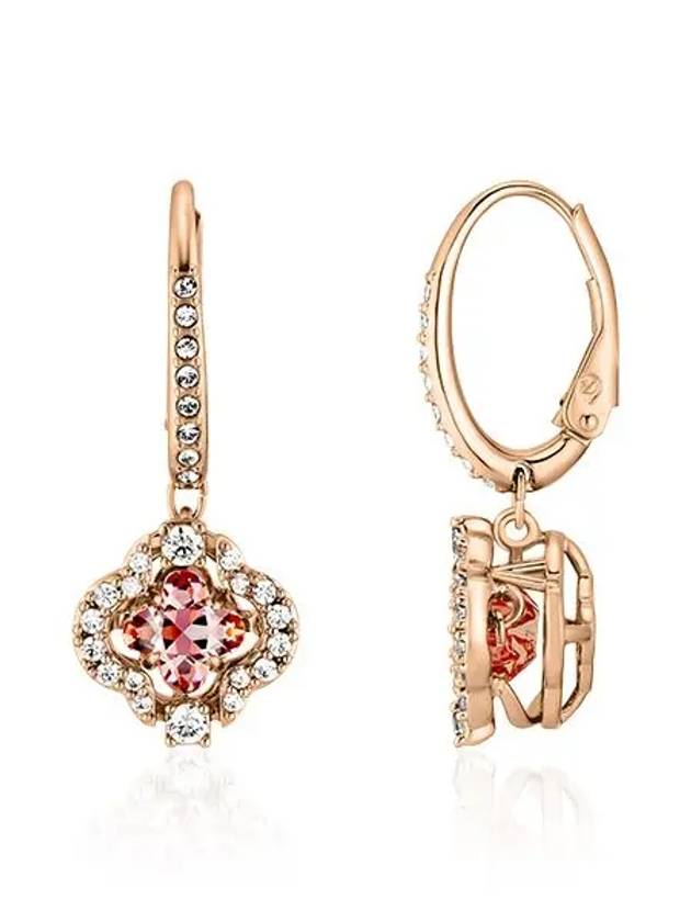 Una Sparkling Dance Clover Drop Earrings Pink Rose Gold - SWAROVSKI - BALAAN 3