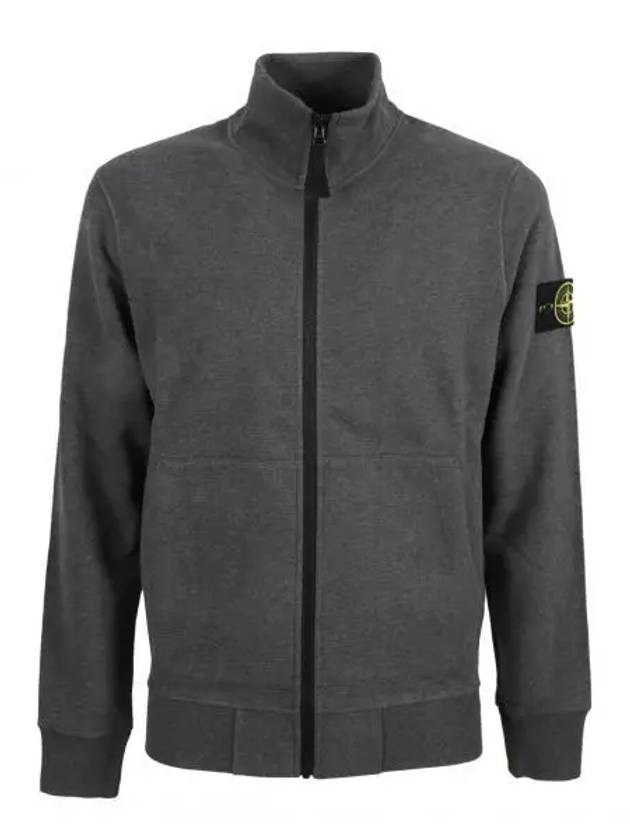 Garment Dyed Cotton Fleece Zip Up Jacket Dark Grey - STONE ISLAND - BALAAN 2