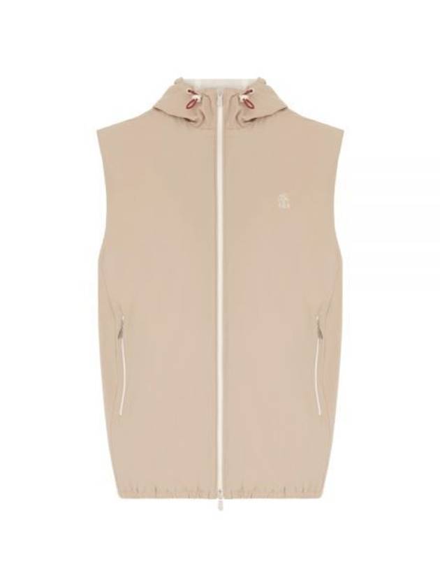 Drawstring Hooded Zipper Vest Beige - BRUNELLO CUCINELLI - BALAAN 2