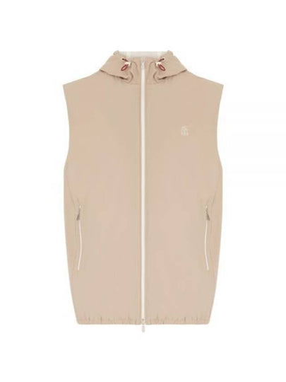 Drawstring Hooded Zipper Vest Beige - BRUNELLO CUCINELLI - BALAAN 2