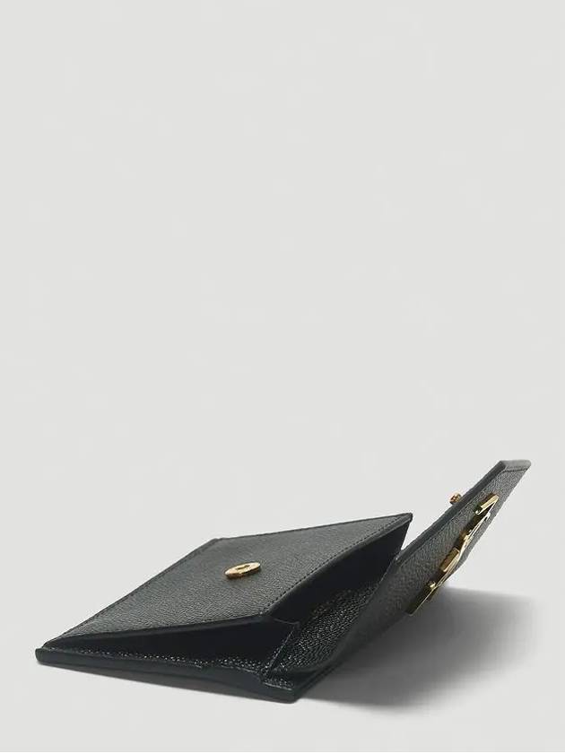 Uptown Grain De Poudre Embossed Leather Flap Card Case Black - SAINT LAURENT - BALAAN 4