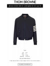 Diagonal Striped Knit Rib Blouson Bomber Jacket Navy - THOM BROWNE - BALAAN 3