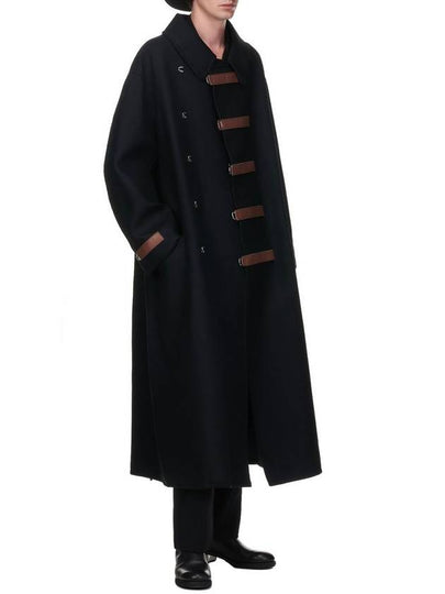 Men's Strap Oversized Fit Long Single Coat Black - YOHJI YAMAMOTO - BALAAN 2