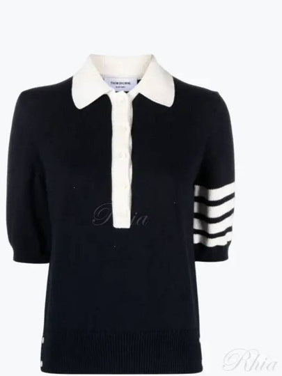 Cotton 4-Bar Hector Polo T- Shirt Navy - THOM BROWNE - BALAAN 2