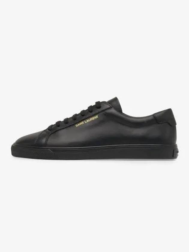 Andy Embossed Logo Leather Low Top Sneakers Black - SAINT LAURENT - BALAAN 2