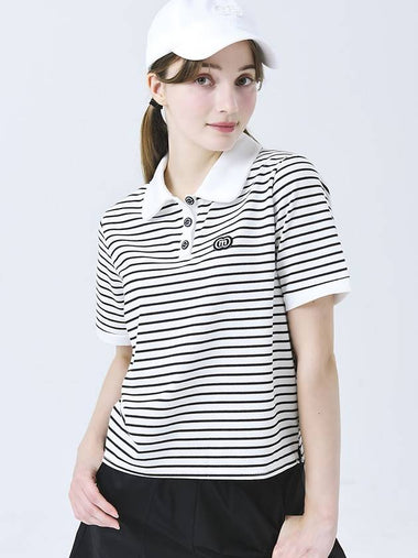 Doyou Know MC Women s Petite Stripe Loose Fit Short Sleeve White T shirt DO3242TS81 1 - DOYOUKNOWMC GOLF WEAR - BALAAN 1