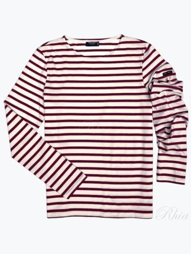 9858 Ecru Pearl Mountain Minquire Modern Stripe Long Sleeve T shirt - SAINT JAMES - BALAAN 1