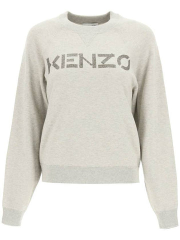 Logo Print Knit Top Grey - KENZO - BALAAN 1