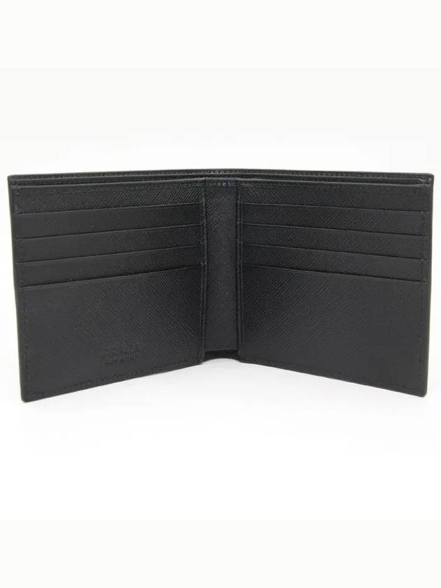 Triangle Logo Saffiano Half Wallet Black - PRADA - BALAAN 5